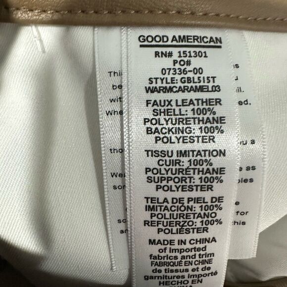Good American Better Than Leather Good Boy Pants Warm Caramel Women New! - Picture 12 of 12